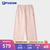 FILA FUSION斐乐潮牌针织长裤女2024秋季时尚简约宽松休闲裤 浆果粉-PK S