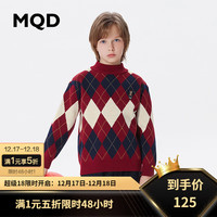 马骑顿 MQD童装拜年服男大童23冬新款学院风菱格毛衣
