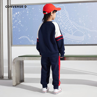 Converse匡威童装男童卫衣+裤子2件套2024冬季新年红色加绒保暖儿童套装 藏青蓝【加绒保暖】 160/76(L)