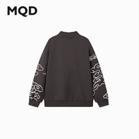 MQD 马骑顿 男童女童冬季新品加绒保暖卡通新年喜庆连帽卫衣 炭灰 150cm