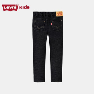 Levi's李维斯童装冬季男童针织牛仔裤舒适加绒儿童裤子 正黑色 110/53(5)