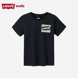 Levi's李维斯童装男童纯棉短袖T恤夏儿童立体印花图案上衣潮 黑美人 150/72(M)