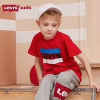 Levi's李维斯儿童短袖t恤男童上衣纯棉薄款童装夏季圆领衣服 超级红 120/60(6)