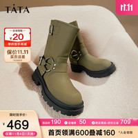 他她(TATA)2023冬时尚帅气百搭时装靴女靴W5P02DZ3 绿色 35