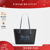 COACH 蔻驰 女士经典标志和马车图案顶部拉链托特包