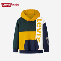 Levi's李维斯童装秋季儿童卫衣男童连帽撞色拼接上衣 庄园绿 120/60(6)