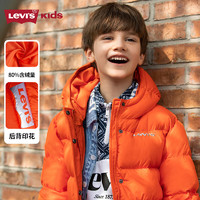 Levi's李维斯儿童羽绒服冬款童装保暖男童外套牛仔拼接羽绒假两件上衣 桔汁 160/80(XL)