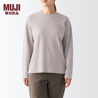 无印良品（MUJI）女式 双罗纹织 圆领长袖T恤 上衣打底衫女款内搭春秋 BBC22A2A 浅银灰色 XL (165/92A)