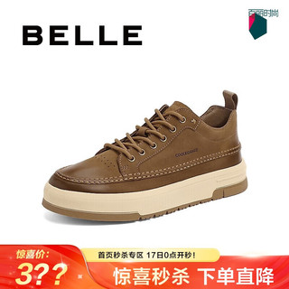 BeLLE 百丽 厚底休闲鞋男百搭透气复古板鞋A0988AM3 卡其色 42