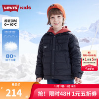 Levi's 李维斯 童装男羽绒服2024冬季新款轻盈保暖儿童外套上衣 黑美人 160/80