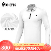 MO EYES 魔眼 MOO EYES魔眼高尔夫服装男长袖 新款秋冬运动弹力T恤 保暖磨毛内里 M23YF015-白色 M