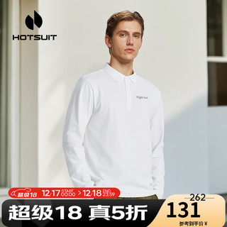 HOTSUIT 后秀 男子长袖POLO衫商务男装翻领T恤休闲上衣 银白色 XXL