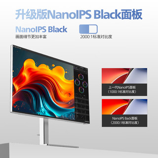 PHILIPS 飞利浦 27英寸4K NanoIPS-Black 全面屏 硬件滤蓝光 TypeC96W