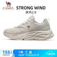 骆驼（CAMEL）运动女鞋革面防泼轻便软底慢跑鞋子 X24C30L4620 浅米白 38 【女】4620，浅米白