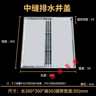 京信达 304不锈钢隐形井盖圆形方形装饰雨水口污窨井盖板排下水道篦定制 300X300X50X3(304)中缝50