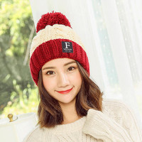 士丹熊 女士毛线帽 秋冬针织保暖护耳帽