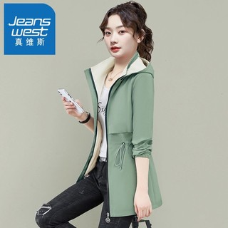 百亿补贴：JEANSWEST 真维斯 中长款休闲风衣女2024春秋季新款百搭夹克上衣双面穿外套