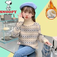 百亿补贴：SNOOPY 史努比 女童高领毛衣2024新款洋气冬季中大儿童女孩套头冬装打底衫