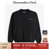 ABERCROMBIE & FITCH男装 24秋冬美式宽松百搭抓绒套头长袖卫衣KI122-4364 黑色 M (180/100A)