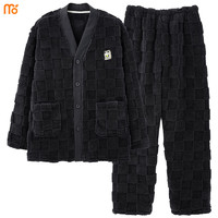 Madallo 莫代尔 加绒加厚保暖法兰绒秋冬款可外穿家居服套装 01N1801男 XL