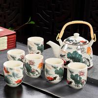 KANGLEPIN 康乐品 中式复古花鸟提梁壶 茶具套装 防烫过滤泡茶壶