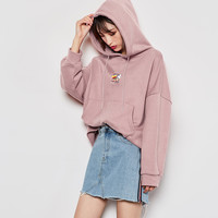 蜡笔小新连帽卫衣女春秋薄款宽松韩版慵懒白色上衣ins潮