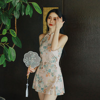 亦美珊 YI MEI SHAN新中式国风泳衣女2024年女孩高级感保守度假分体泡温泉 XL 荷花粉249072【独立底裤】