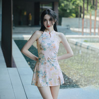 亦美珊 YI MEI SHAN新中式国风泳衣女2024年女孩高级感保守度假分体泡温泉