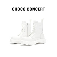 CHOCO CONCERT 设计鞋履 圆方不对称高帮马丁靴 白色 单层 39