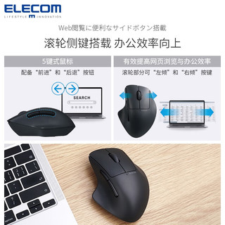 宜丽客（ELECOM）贝壳鼠标无线蓝牙静音鼠标握感鼠标笔记本台式电脑男女办公家用鼠标男女 3键白色-无线