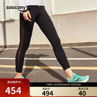 saucony 索康尼 女子运动紧身裤透气弹力亲肤高腰跑步运动裤正黑色L