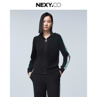 NEXY.CO 奈蔻 】24秋运动休闲定制拉链可内搭撞色连帽针织开衫女