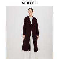 NEXY.CO 奈蔻 24秋季新款气质优雅翻领长款毛呢大衣女