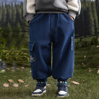 男童加绒牛仔裤秋冬款2024儿童加厚裤子冬季宝宝男孩休闲长裤