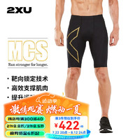 2XU Light Speed系列裤男 MCS梯度压缩专业马拉松跑步速干紧身裤 黑/金反光logo L