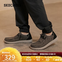 SKECHERS 斯凯奇 帆布鞋男士商务休闲鞋子66387 黑色