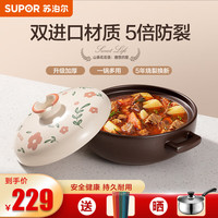 苏泊尔（SUPOR）砂锅陶瓷煲家用煲汤锅炖锅煲仔饭砂煲耐高温燃气明火 【菜煲煲】红烧肉全家享3-5人 3L
