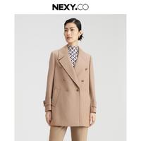 NEXY.CO 奈蔻 24秋优雅通勤复古木兰花纽扣直筒显瘦H版型大衣女