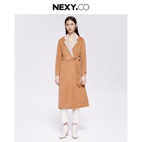 NEXY.CO 奈蔻 冬气质经典气质中长款翻领羊毛保暖纯色女式大衣