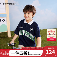 CONVERSE 匡威 儿童装Polo衫男童短袖T恤2023夏新款女童中大童宽松半袖上衣 藏青蓝 120/60