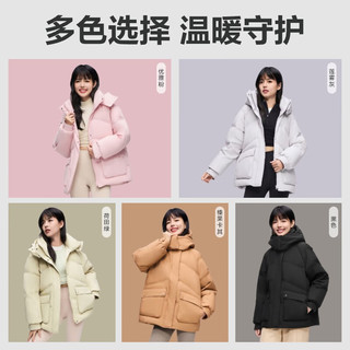 波司登羽绒服女款90绒宽松廓形显瘦短款连帽冬季外套B40145902XS 黑色 160/84A