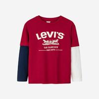 Levi's 李维斯 25春新品|李维斯童装假两件长袖T恤男女童儿童印花撞色长T