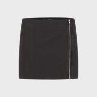 纯色简洁设计感舒适凉感拉链高腰A字半身短裙