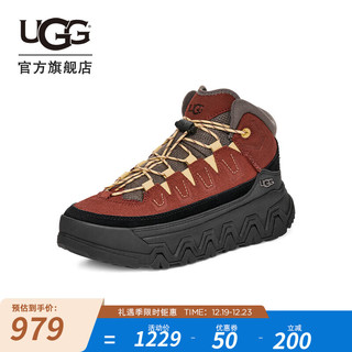 UGG 男女同款舒适圆头系带高帮厚底波浪鞋休闲鞋 1161831 红石英色 41