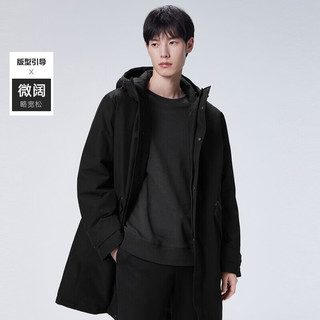 太平鸟男装 中长款连帽羽绒服外套男B1ACC4626 黑色 XXXXL