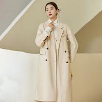 韩版英伦风通勤气质直筒显瘦双排扣设计秋冬呢绒大衣女式大衣