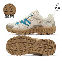 CAMEL【王俊凯同款】骆驼昆仑户外登山鞋女防水防滑耐磨徒步鞋女运动鞋 F23A693028，米色，女款 37