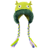 Ruiboer 瑞玻尔 日系卡通小怪兽毛线帽女秋冬手工钩织毛绒搞怪针织帽保暖护耳帽子 紫色 均码