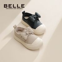 百亿补贴：BeLLE 百丽 女童帆布鞋秋季软底防滑洋气甜美百搭波点蝴蝶结女宝宝鞋子