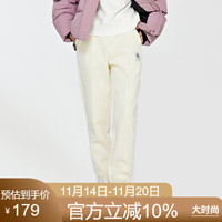 卡帕(Kappa)运动裤女黑色长裤简约加绒休闲裤收口小脚卫裤K0D82AK18D 羊脂白 M